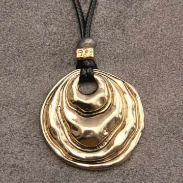 GelConnie Boho Pendant Necklace Long Bohemian Necklace Pendant Choker Gold Wrap Around Black Rope Necklaces for Women