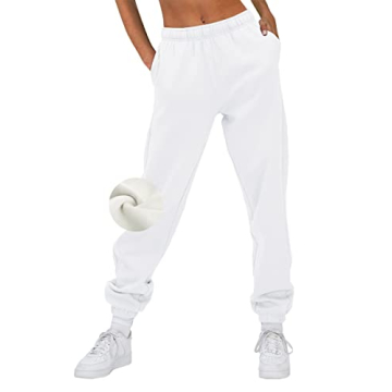 AUTOMET Women’s Winter Casual Baggy Fleece Lined Sweatpants Fashion High Waisted Joggers Pants Ath...