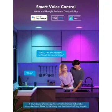 Govee Smart Recessed Lighting 6 Inch, Wi-Fi Bluetooth Direct Connect RGBWW LED Downlight, 65 Scene Mode, LED can Lights Work with Alexa & Google Assistant with Junction Box, 1100 Lumen, 4 Pack