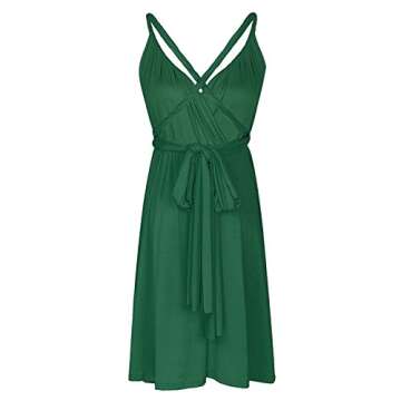 Women's V Neck Short Flowy Transformer Convertible Multi Way Wrap Evening Dress Summer Casual Wedding Bridesmaid Formal Party Grecian Swing Dress Halter Cocktail Dance Gown Green XL