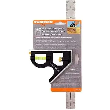 Swanson Tool Co TC132 12-Inch Combo Square with Cast Zinc Body, Stainless Steel Ruler and Brass Bolt