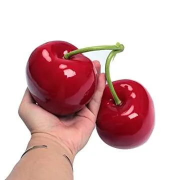 XINFU Fake Artificial Fruit Big Double Cherry Decoration Simulation Food Model Kitchen Toys Photography Props