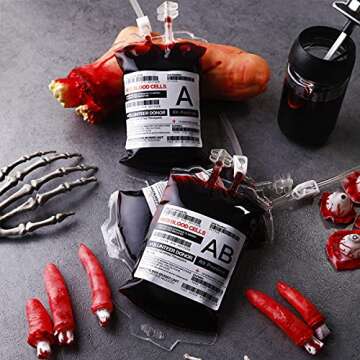 meowtastic Blood Bags for Drinks for Halloween Party Decorations, Reusable Halloween Blood Bag Drink Pouches with Syringe, IV Bags for Drinks, Vampire Nurse Graduation Decoration Supplies, Pack of 10