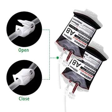 meowtastic Blood Bags for Drinks for Halloween Party Decorations, Reusable Halloween Blood Bag Drink Pouches with Syringe, IV Bags for Drinks, Vampire Nurse Graduation Decoration Supplies, Pack of 10