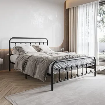 Elegant Vintage Queen Bed Frame - Stylish & Sturdy Metal Design