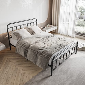 Elegant Vintage Queen Bed Frame - Stylish & Sturdy Metal Design