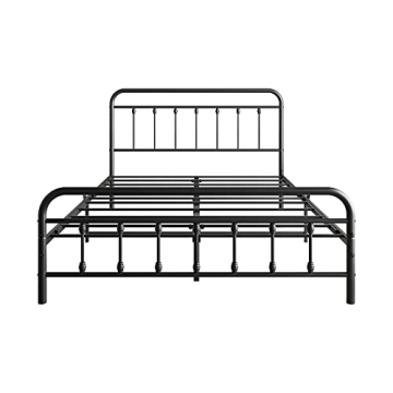 Elegant Vintage Queen Bed Frame - Stylish & Sturdy Metal Design