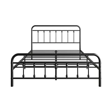 Elegant Vintage Queen Bed Frame - Stylish & Sturdy Metal Design