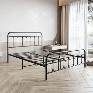 Elegant Vintage Queen Bed Frame - Stylish & Sturdy Metal Design