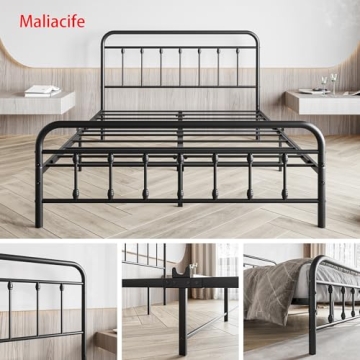 Elegant Vintage Queen Bed Frame - Stylish & Sturdy Metal Design