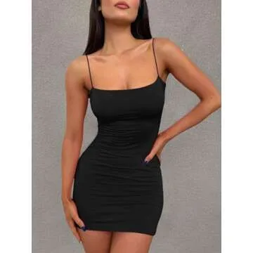 LILLUSORY Black Mini Bodycon Dress for Women 2024