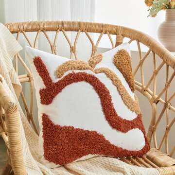 lifein 18x18 Pillow Covers-Throw Pillow Cover,Tufted Boho Jacquard Pillow Covers,Farmhouse Decorativ...