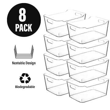 Clear Plastic Storage Bins - Versatile Kitchen & Bathroom Organizers
