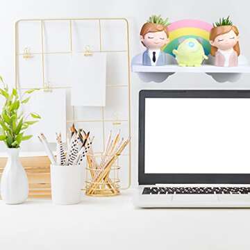 Haomian Kids Nursery Room Rainbow Shelves Cloud Wall Shelf for Kids' Room Wooden Cloud Shelf Nursery...