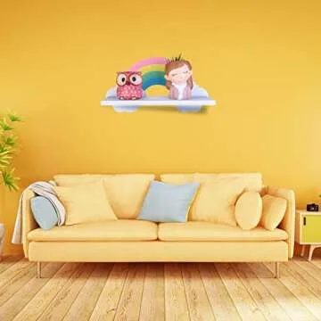 Haomian Kids Nursery Room Rainbow Shelves Cloud Wall Shelf for Kids' Room Wooden Cloud Shelf Nursery Cloud Decor Floating Cloud Shelf for Bathroom Living Room Bedroom Baby Room Nursery