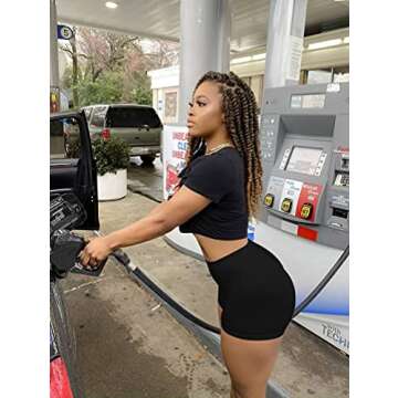 BORIFLORS Women's Sexy Workout Gym Biker Elastic Waist Booty Shorts, Small,Black