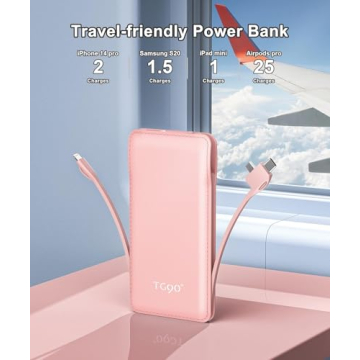 TG90° 10000mAh Portable Charger with Built-in Cables
