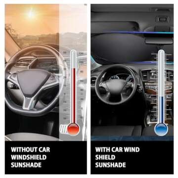 TVK Car Sun Shade Windshield Car Heat Shield Foldable Sun Shield for Heat and UV Protection Reflecti...