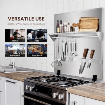 Wilprep 30"x30" Stainless Steel Range Backsplash with Knife Rack