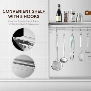 Wilprep 30"x30" Stainless Steel Range Backsplash with Knife Rack