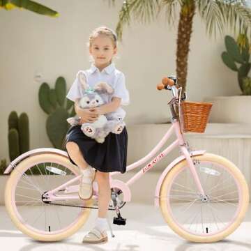 ACEGER Girls Bike with Basket, Kids Bicycle for 3-13 Years, Included Coaster Brake & Caliper Brake, 14 16 18 Inch with Training Wheels, 20 Inch with Kickstand but no Training Wheels