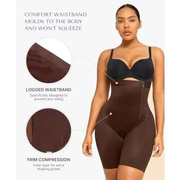 SHAPELLX Shapewear Tummy Control High Waisted Shapewear Body Shaper Shorts Shapewear for Women Tummy Control Slip Shorts Butt Lifting Shapewear Higher Power Shorts (Brown, XX-Large)