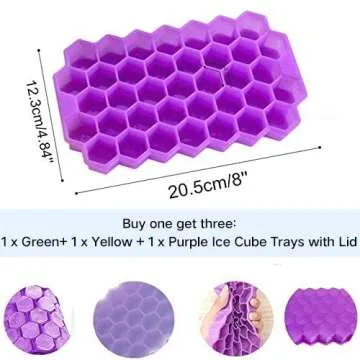Ice Cube Trays with Lids 3 Pack, Silicone Ice Cube Mold Flexible Easy Release Small Square Ice Tray ...