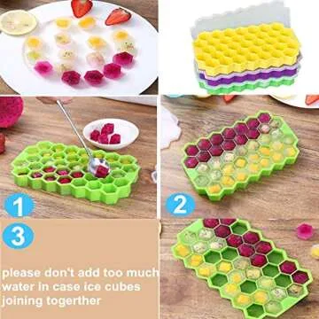 Ice Cube Trays with Lids 3 Pack, Silicone Ice Cube Mold Flexible Easy Release Small Square Ice Tray 111 Cavities Food Grade Stackable Ice Trays for Whiskey, Cocktails, Reusable