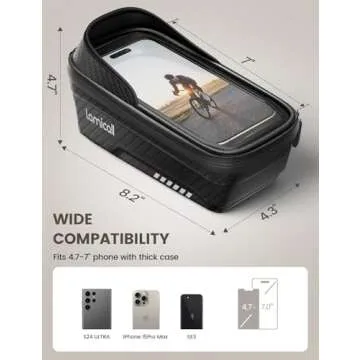 Lamicall Bike Frame Bag Waterproof - [1s Release] [2 in 1] Bike Phone Bag, Bike Phone Holder Mount, Bicycle Top Tube Bag, Cycling Pouch with Rain Cover, Bike Accessories for Phones Under 7"