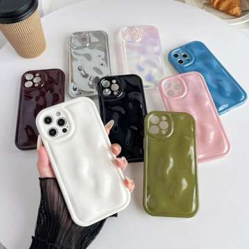 Caseative for iPhone 12 Pro Max Case,Water Ripple Wave Meteorite Bubble Chrome Plating Soft Phone Ca...