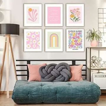 Pink Aesthetic Wall Decor Art Prints, 8"x10" Matisse-Inspired Posters, Coquette Flower Wall Art for ...