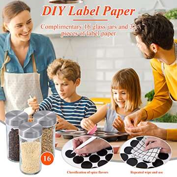 DOUBLE 2 C Revolving Countertop Spice Rack Stainless Steel Seasoning Storage Organization,Spice Carousel Tower for Kitchen Set of 16 Jars (16Jars)