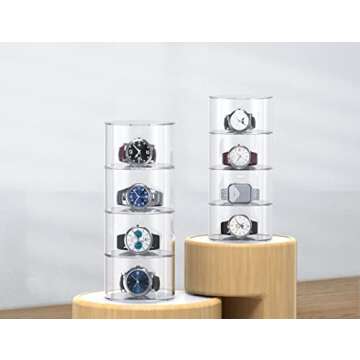 Meteou Belt Organizer, Acrylic Belt Rack Holder, Acrylic Box Storage and Display for Belt, Belt Organizer for Drawer, Multi-Layers Display for Jewelries,Watches,Bracelets (set of 4)