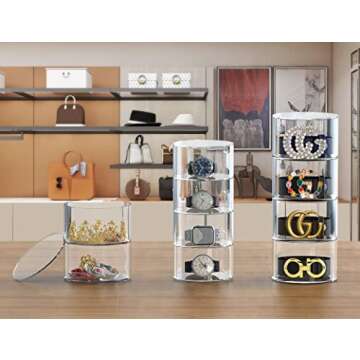 Meteou Belt Organizer, Acrylic Belt Rack Holder, Acrylic Box Storage and Display for Belt, Belt Organizer for Drawer, Multi-Layers Display for Jewelries,Watches,Bracelets (set of 4)
