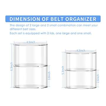 Meteou Belt Organizer, Acrylic Belt Rack Holder, Acrylic Box Storage and Display for Belt, Belt Organizer for Drawer, Multi-Layers Display for Jewelries,Watches,Bracelets (set of 4)
