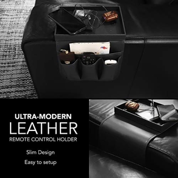 U NEATOPA Couch Remote Caddy Control Holder Sofa Organizer with Detachable Wooden Snack Tray for Recliner Mattresses Chair Armrests with 4 Slots - 1 Large Pockets and 3 Small Pockets (Black)