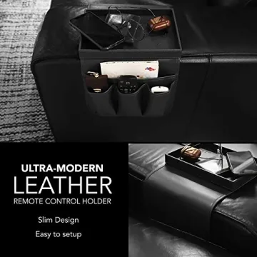 U NEATOPA Couch Remote Caddy Control Holder Sofa Organizer with Detachable Wooden Snack Tray for Recliner Mattresses Chair Armrests with 4 Slots - 1 Large Pockets and 3 Small Pockets (Black)