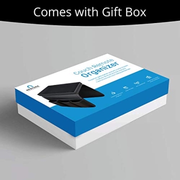 U NEATOPA Couch Remote Caddy Control Holder Sofa Organizer with Detachable Wooden Snack Tray for Recliner Mattresses Chair Armrests with 4 Slots - 1 Large Pockets and 3 Small Pockets (Black)