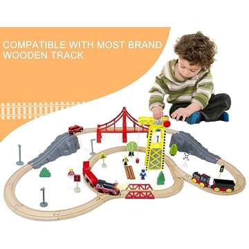 Battery Operated Train for Wooden Track, Motorized Train for Toddlers 3+ Years Old, 3Pcs Train Toy S...