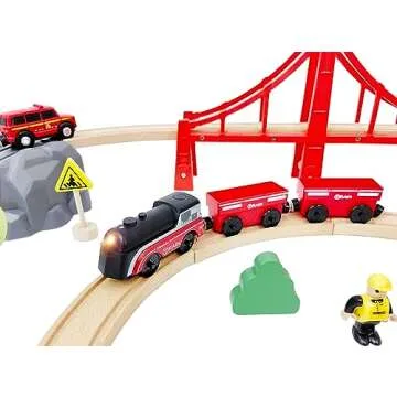 Battery Operated Train for Wooden Track, Motorized Train for Toddlers 3+ Years Old, 3Pcs Train Toy Set Electric Train Compatible with Thomas, Brio, Chuggington, Melissa and Doug