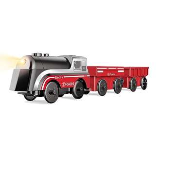 Battery Operated Train for Wooden Track, Motorized Train for Toddlers 3+ Years Old, 3Pcs Train Toy Set Electric Train Compatible with Thomas, Brio, Chuggington, Melissa and Doug