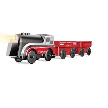 Battery Operated Train for Wooden Track, Motorized Train for Toddlers 3+ Years Old, 3Pcs Train Toy Set Electric Train Compatible with Thomas, Brio, Chuggington, Melissa and Doug