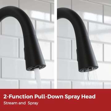 Pfister Barulli Kitchen Faucet with Pull Down Sprayer and Soap Dispenser, Single Handle, High Arc, Matte Black Finish, F5297BARB