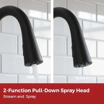 Pfister Barulli Kitchen Faucet with Pull Down Sprayer and Soap Dispenser, Single Handle, High Arc, Matte Black Finish, F5297BARB