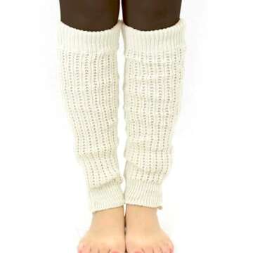 TeeHee 80s Vintage Ribbed Knit Leg Warmers for Women