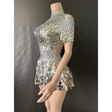 Glamorous Silver Sequins Mini Dress for Night Out