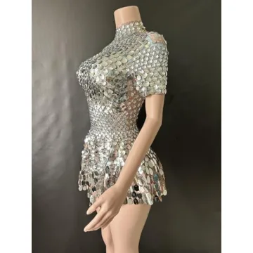 Glamorous Silver Sequins Mini Dress for Night Out