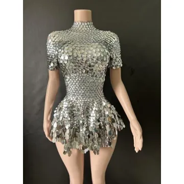 Glamorous Silver Sequins Mini Dress for Night Out