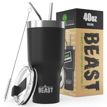Beast 40 oz Tumbler Stainless Steel Vacuum Insulated Coffee Ice Cup Double Wall Travel Flask (Matte ...