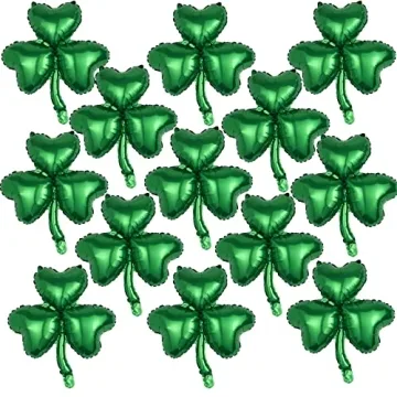 St Patrick's Day Shamrock Balloons Clover Foil Balloons - Celebrate with Irish Lucky Green Decoratio...